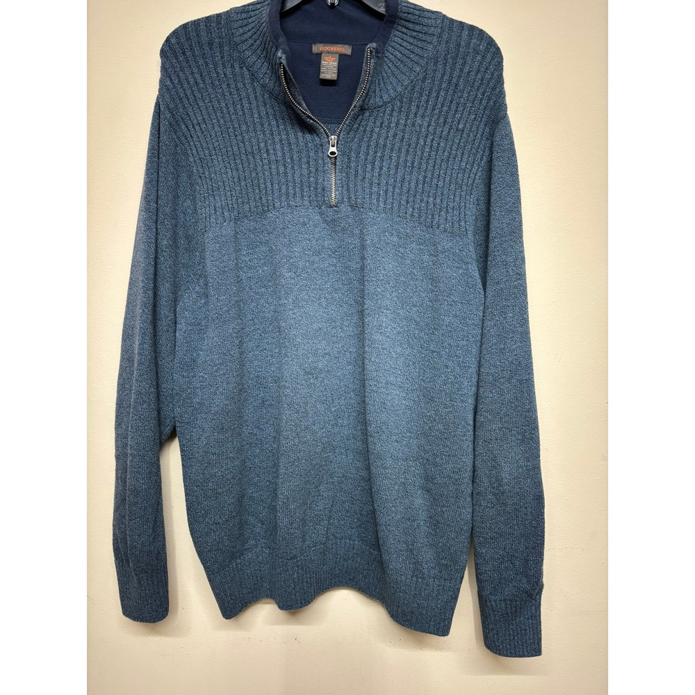 Dockers Mens XXL‎ Blue Quarter Zip Knit Sweater Pullover Casual Cotton